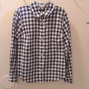 NEW CROWN & IVY BLACK AND WHITE CHECK LONG SLEEVE SHIRT, M, BRAND NEW